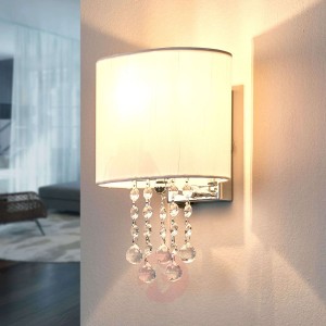 Prosta lampa ścienna NINA z kloszem z tkaniny