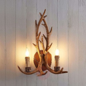 Lindby Fibi lampa ścienna, poroże, brązowa