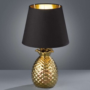 Ceramiczna lampa stołowa Pineapple, czarno-złota