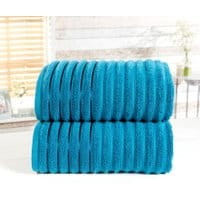 Zestaw 2 ręczników kąpielowych Ribbed Teal