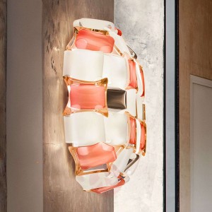 Slamp Mida lampa ścienna, 32x32 cm, różowa/biała