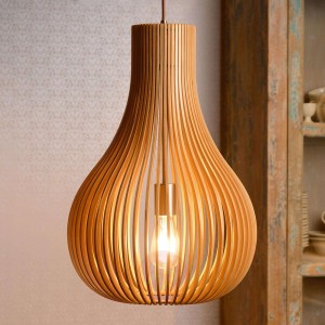 Lampa wisząca Bodo, drewno jasne