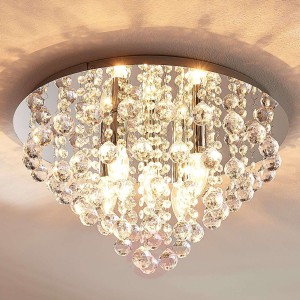Iskrząca lampa sufitowa Annica z chromowaną płytą