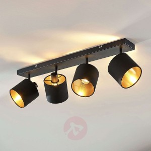 Lampa sufitowa Vasilia, czarno-złota, 4-punktowa