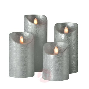 Świeca słupkowa LED Shine, 4 szt. Ø 7,5 cm srebrna