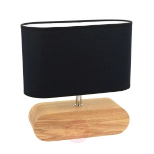 Lampa stołowa Marinna dębowa podstawa klosz czarny