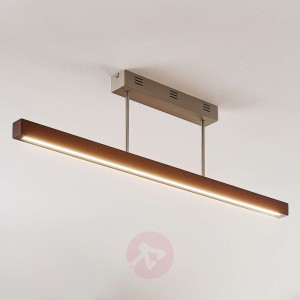 Drewniana lampa sufitowa LED Tamlin, brąz, 100 cm