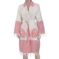 Szlafrok peshtemal Burgate Cream Red