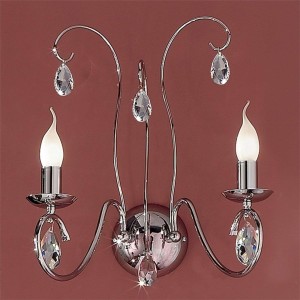 Filigranowa lampa ścienna FIORETTO, 2-pkt., chrom