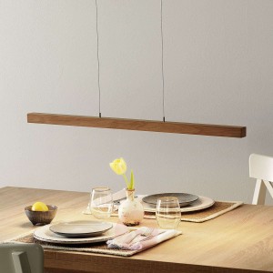 Lucande Lucyana lampa wisząca, dębowa belka 80 cm