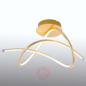 Lampa sufitowa LED Violetta, zakrzywiona, złota