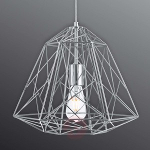 Futurystyczna lampa wisząca Geometric Cage, chrom