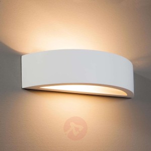 Wygięta lampa ścienna Konstantin z białego gipsu