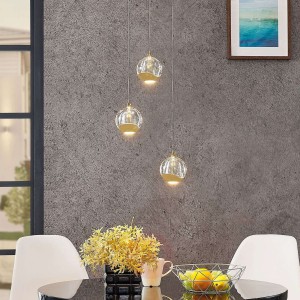 Lampa wisząca LED Hayley szklana kula 3-pkt. złota