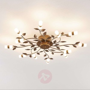 Lindby Bentas lampa sufitowa LED z metalu, brązowa