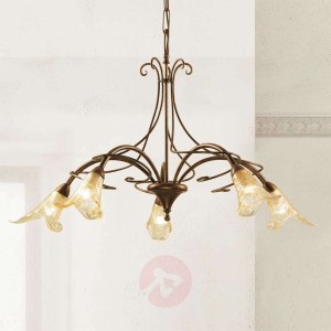 Lampa wisząca Riccardo kwiatowe motywy 5-punktowa