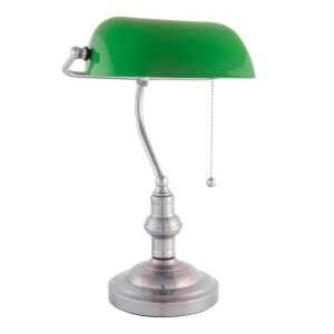 Ozdobna lampa bankierska Verda z niklowaną nogą