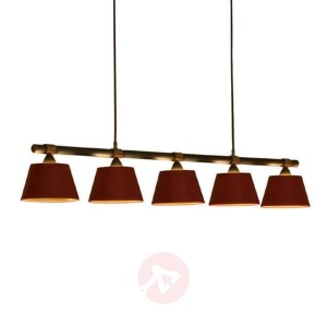 Lampa wisząca LIVING TABLE z 5 czerwonymi kloszami
