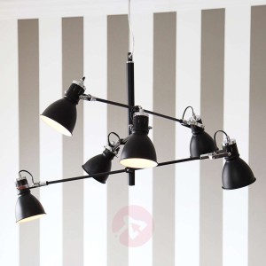 6-punktowa lampa wisząca Pigalle, czarna