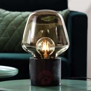 Lampa stołowa Christina dymione szkło stopa czarna