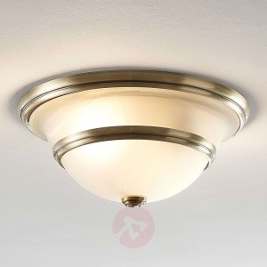 Lampa sufitowa Ursula ze szkłem okrągła, mosiądz