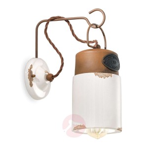 Lampa ścienna C1621, ceramika i metal, biała