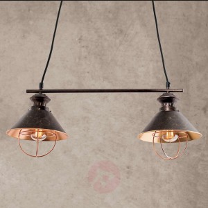 Dwupunktowa lampa wisząca Shanta, czarna miedź