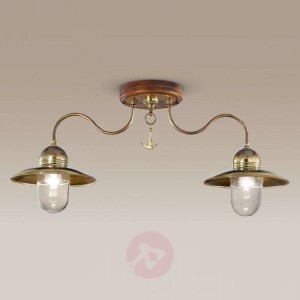 Lampa sufitowa z drewna i mosiądzu Laguna