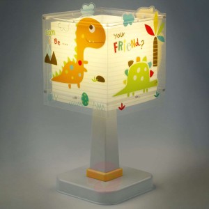 Kanciasta dziecięca lampa stołowa Dinos