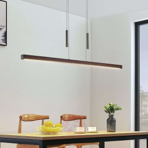 Drewniana lampa wisząca belka LED Tamlin, brąz