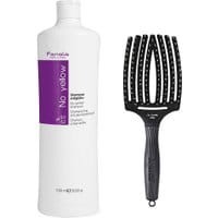 Fanola No Yellow Shampoo 1000ml + Olivia Garden Finger Brush Large