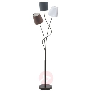 Lampa podłogowa Maronda trzy tekstylne klosze