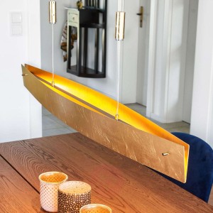 Złota lampa wisząca LED MALU, 100 cm
