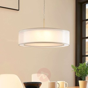 Lampa wisząca tkanina Amon ściemniane LED, biała