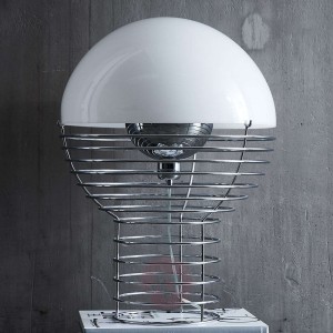 VERPAN Wire Large - lampa stołowa, klosz biały
