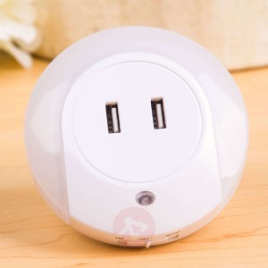 Lampka nocna LED Brit, czujnik złącze USB, okrągła