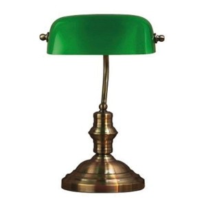 Klasyczna lampa stołowa Bankers 42 cm zielona