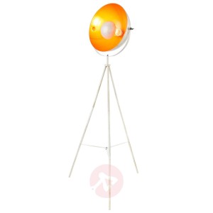 Trójnożna lampa podłogowa Sandra, biała złota