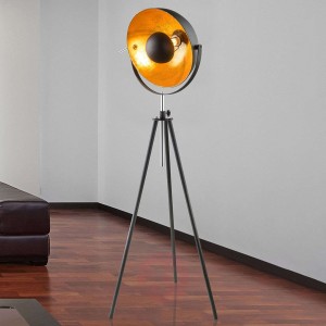 Trójnożna lampa stojąca Lenn, czarno-złota