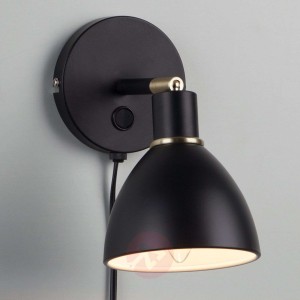 Czarna lampa ścienna Ray z obrotowym kloszem
