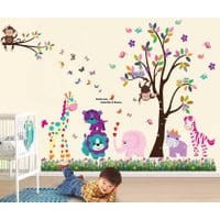 Naklejka Happy Animals Tree and Grass