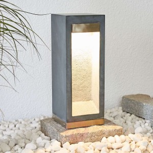 Lampa cokołowa LED Adejan, kamień bazaltowy, 40 cm