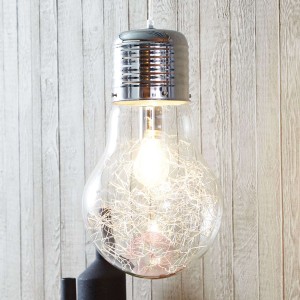 Mieniąca się szklana lampa wisząca Bulb, chrom