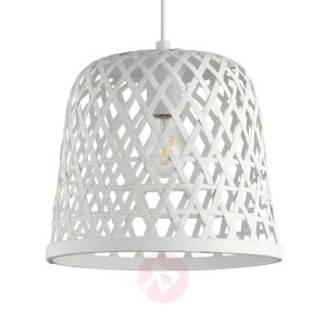 Lampa wisząca Kirkcolm drewniany klosz 30cm biała