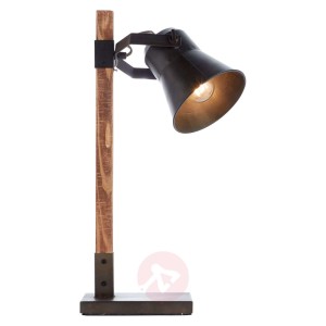 Lampa stołowa Plow, czarna/ciemne drewno