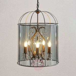 Lampa wisząca Raquel ze szkłem i kryształami