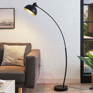 Łukowa lampa stojąca Phileas, czerń i złoto