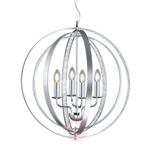 Okrągła lampa wisząca Candela, chrom i aluminium