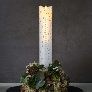 Świeca LED Sara Calendar, biały/Romantic, 29 cm