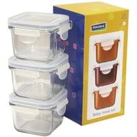 Zestaw 3 pojemników z hermetyczną pokrywką Yum Yum Baby Square 210 ml
